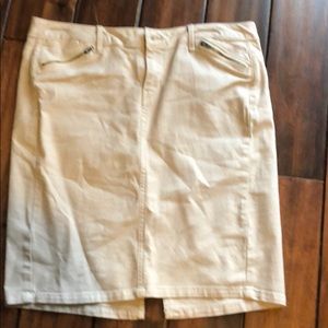 Khaki denim pencil skirt